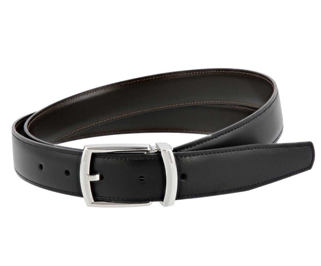 Line D Reversible Black/Brown Leather Palladium Finish Belt - 30mm